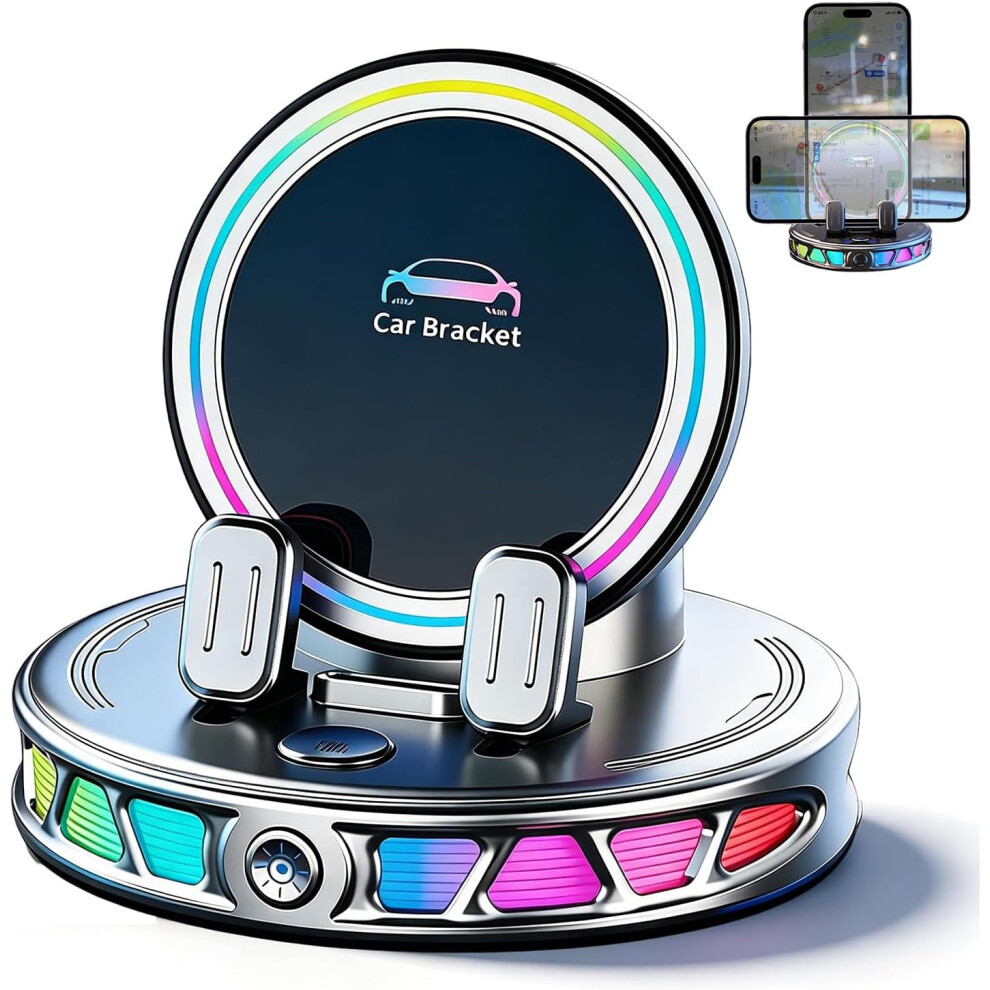 (, -) Rgb Car Phone Mount With Wireless Charger, 7-Color 360 Rotating Holder Orange 5437706368779
