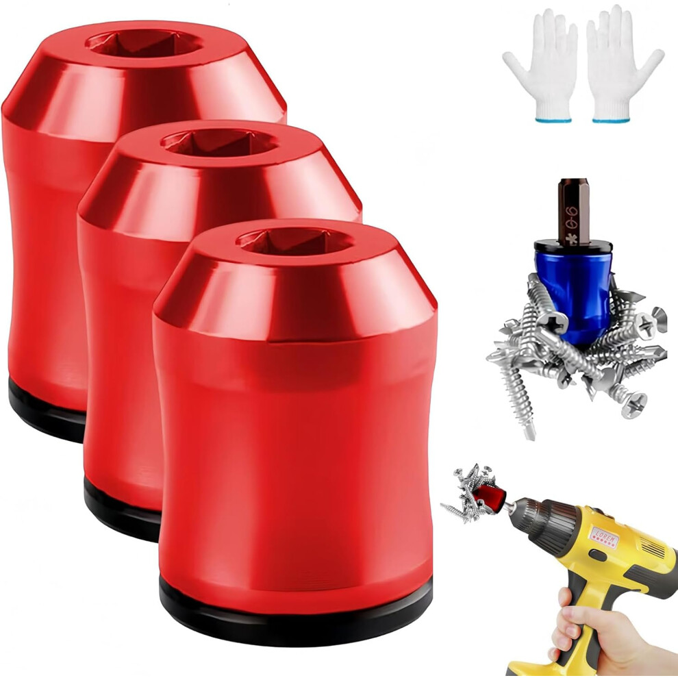 (3Pcs Red, -) Magnetizer And Demagnetizer Tool, Magnetic Screw Holder For Hex Bits 5437706371052