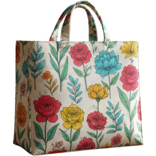 (Color#flower, -) Geantă matlasată amuzantă, poșetă de cumpărături pentru femei cu imprimeu de pisică