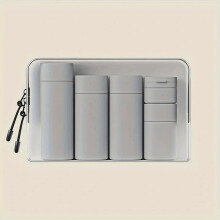 (Grey, -) 5pcs Travel Cream Dispenser Bottles, Refillable Toiletry Travel Set