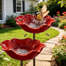 (2pcs, -) Baignoire oiseaux métal, station eau abeilles, déco jardin