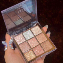 (Matches the image, 02) Nine-Color Waterproof Matte & Glitter Eyeshadow Palette - Long-lasting, Sweat-proof, and Brightening