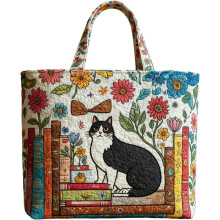 (Color#cat a, -) Geantă matlasată amuzantă, poșetă de cumpărături pentru femei cu imprimeu de pisică