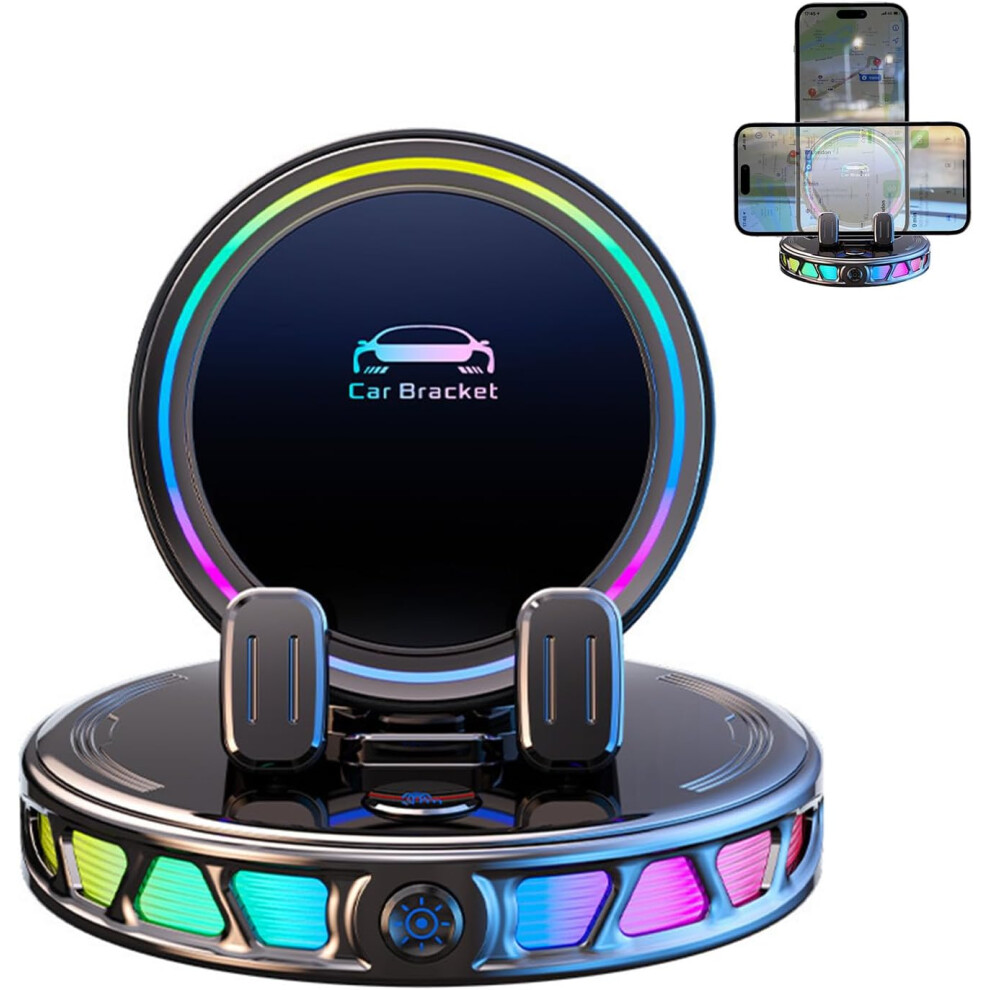 (, -) Rgb Car Phone Mount With Wireless Charger, 7-Color 360 Rotating Holder Black 5437706368793