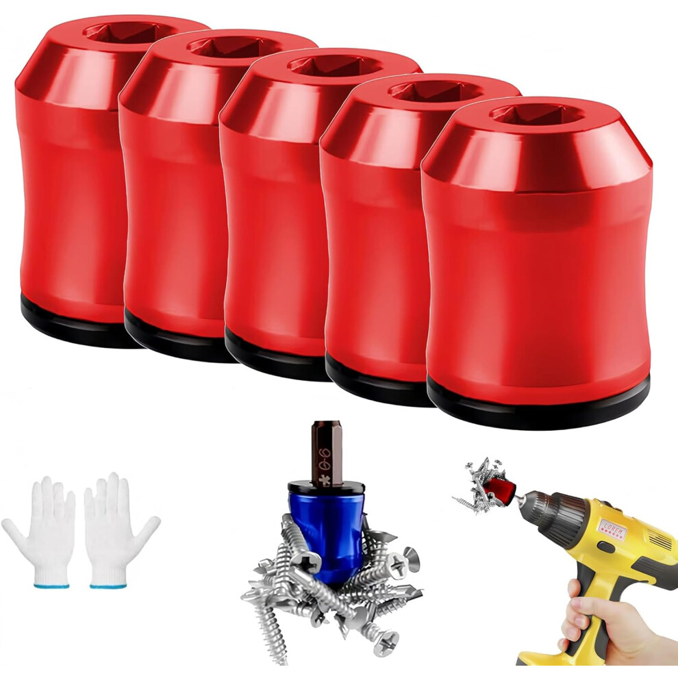 (5Pcs Red, -) Magnetizer And Demagnetizer Tool, Magnetic Screw Holder For Hex Bits 5437706371069