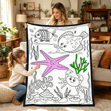 (White_m, -) Manta para colorear DIY con rotuladores, 12 colores