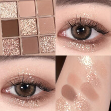 (Matches the image) 9-Color Eyeshadow Palette Matte to Glitter Finishes Brown Nude Smoky Eye Beauty Must-Have