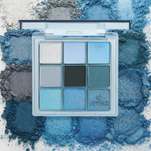 (Matches the image, 02) 9-Color Eyeshadow Palette Shimmery Matte Ocean Tone Eye Shadow Kit High Pigmented Iridescent Eye Makeup for Party Daily Looks