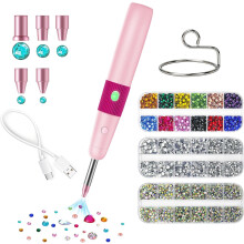 (Pink, -) Hotfix-strassien applikaattori Bedazzler, 5 kärkeä ja 3024 strassia
