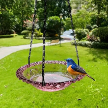 (Purple, -) Mangeoire bain oiseaux, verre, pour jardin, patio
