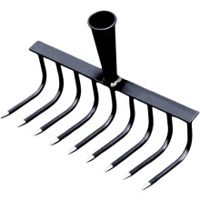 (Black#9 Tines, -) Manganstahl Gartenhacke, Teleskopierbar, Schwerlast, Rasen, Unkraut, 9 Zinken