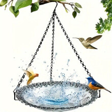 (Gray, -) Mangeoire bain oiseaux, verre, pour jardin, patio