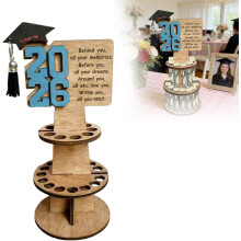 (Light Blue, -) Support argent diplôme 2026, bois, cadeau graduation