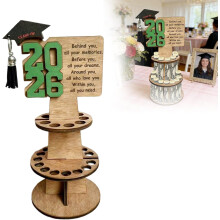 (Green, -) Support argent diplôme 2026, bois, cadeau graduation