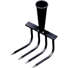 (Black#4 Tines, -) Manganstahl Gartenhacke, Teleskopierbar, Schwerlast, Rasen, Unkraut, 9 Zinken