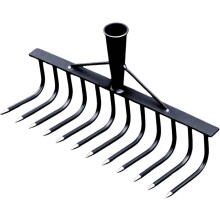 (Black#12 Tines, -) Manganstahl Gartenhacke, Teleskopierbar, Schwerlast, Rasen, Unkraut, 9 Zinken