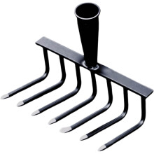 (Black#7 Tines, -) Manganstahl Gartenhacke, Teleskopierbar, Schwerlast, Rasen, Unkraut, 9 Zinken