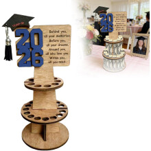 (Blue, -) Support argent diplôme 2026, bois, cadeau graduation