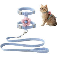 (Blue#M, -) Arnés para gato con correa, escapada segura, talla M