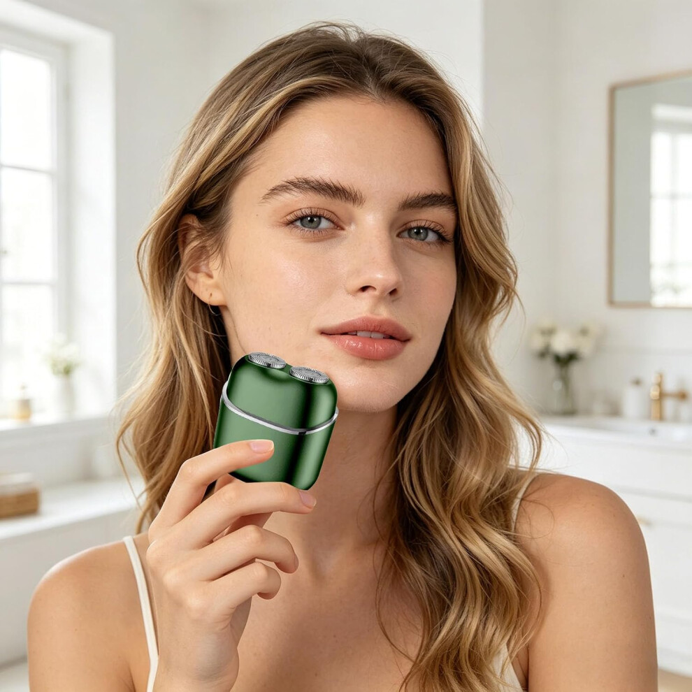 Oimg (Green, -) Portable Painless Electric Facial Hair Remover, Rechargeable For Women