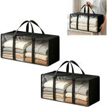 (Black, -) Extra Grote Heldere PVC Opbergzak - Met Rits en Handvatten