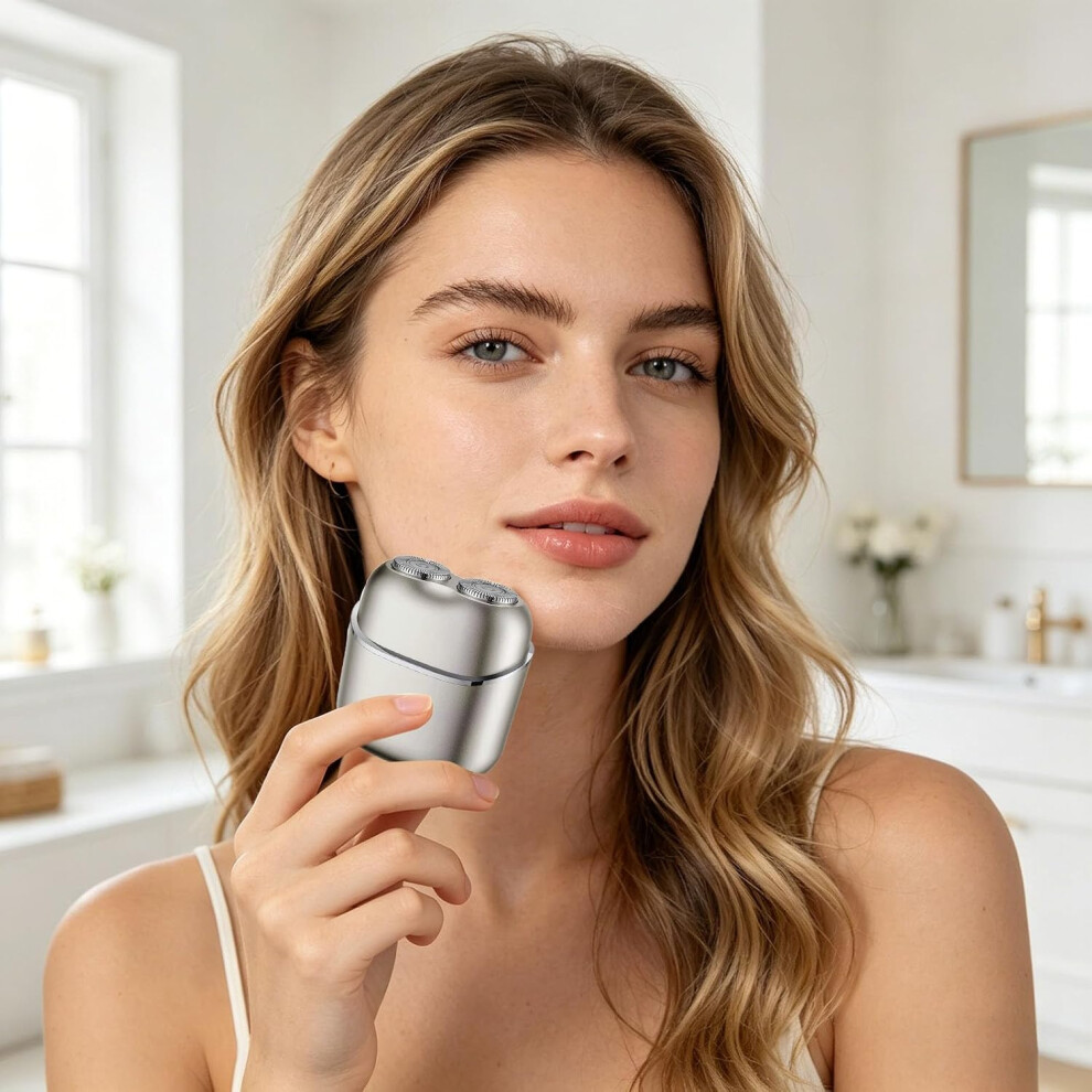 Oimg (Silver, -) Portable Painless Electric Facial Hair Remover, Rechargeable For Women