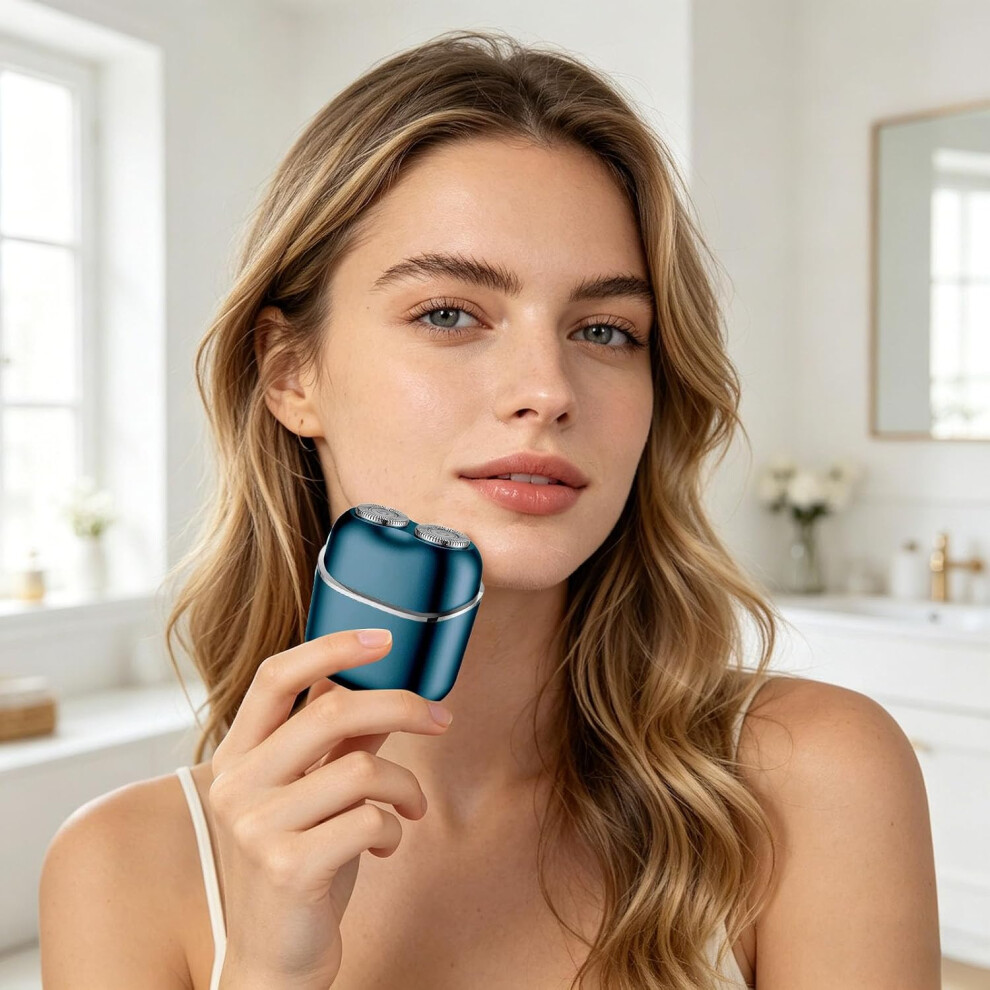 Oimg (Blue, -) Portable Painless Electric Facial Hair Remover, Rechargeable For Women