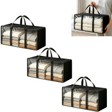 (Black, -) Extra Grote Heldere PVC Opbergzak - Met Rits en Handvatten