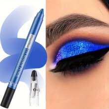 (Matches the image, 1pc) Shimmering Blue Eyeshadow Pencil Monochrome Waterproof Sweatproof Long Lasting Glitter Eye Shadow Stick Eye Makeup Gift