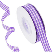 (Purple, -) 10 jaardia x 0,4 tuuman ruudullinen nauha, viininpunainen gingham-lahjapaketointinauha