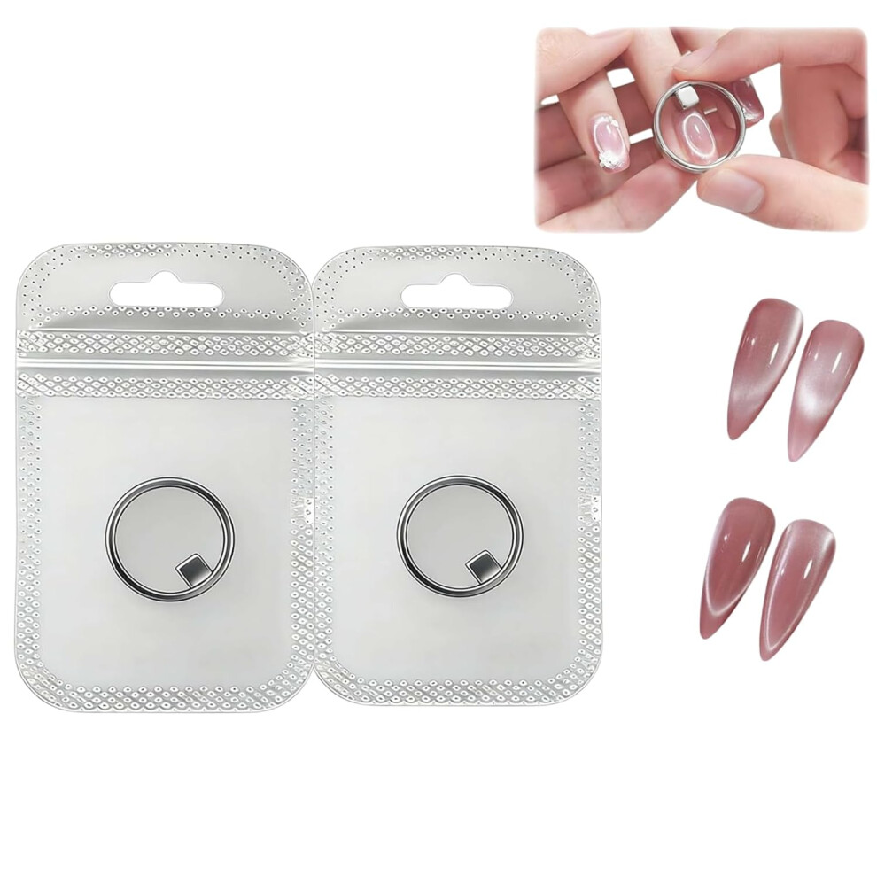 Oimg (Silver#A,2Pcs, -) Ring Cat Eye Magnet For Nails, Strong Magnet For Heart French Effects