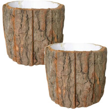 (Brown#l,2pcs, -) 2 kpl puisia kuoriruukkuja, maalaismaisia hirsipuutarhuruukkuja
