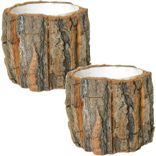 (Brown#s,2pcs, -) 2 kpl puisia kuoriruukkuja, maalaismaisia hirsipuutarhuruukkuja