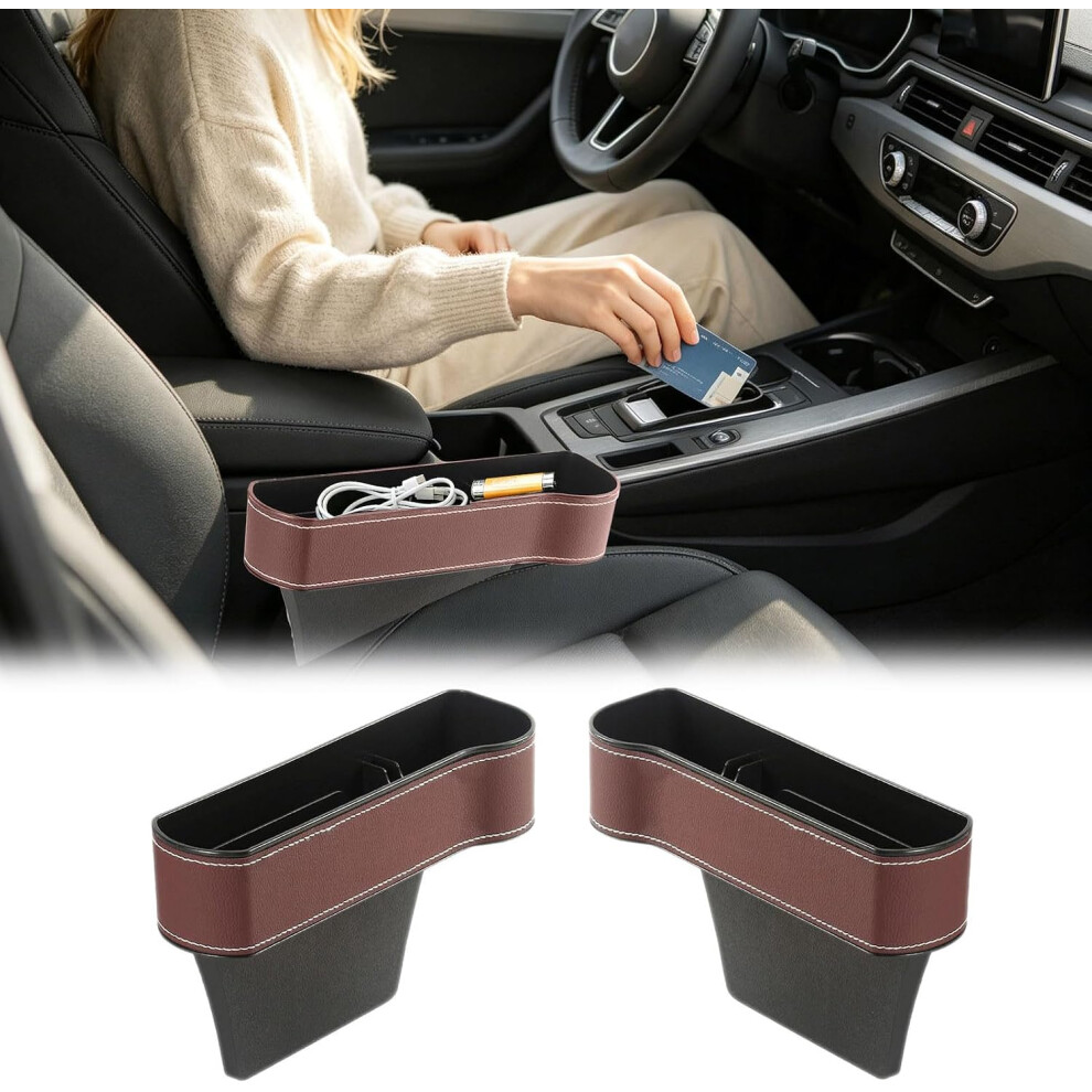 (Brown#2Pcs, -) 2026 Leather Car Seat Gap Filler Organizer, Universal Multifunctional Storage Brown 5437706386841
