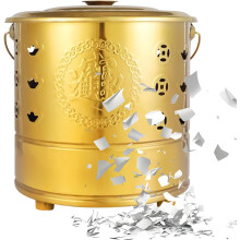 (Gold, -) 26x26x29cm Stainless Steel Ritual Burn Barrel, Paper Burning Bucket
