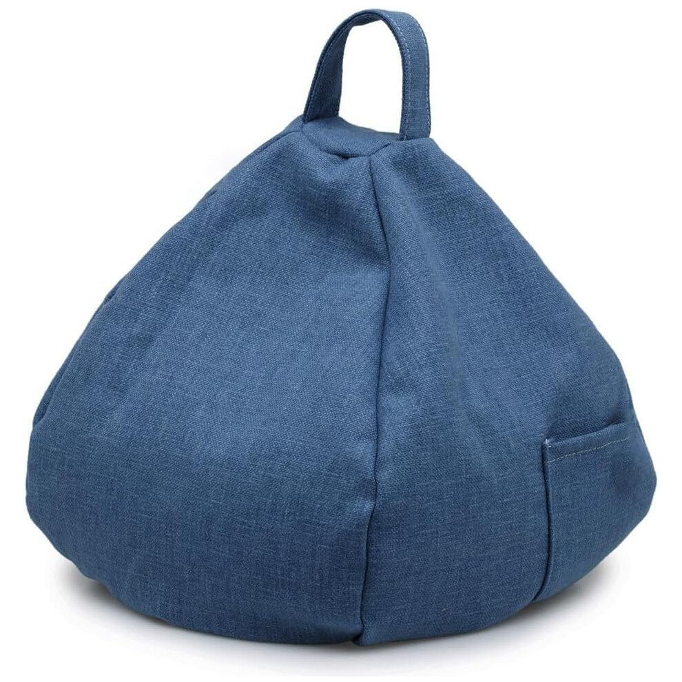 (Denim -) Beanbag Phone Holder With Side Pocket, Tablet Pillow Stand Cushion Blue 5437706388586