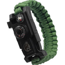 (Green, -) Pulsera de supervivencia con silbato y brújula, para camping