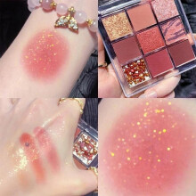 (Matches the image, 03) 9 Colors Matte Eyeshadow Palette Glitter Pearlescent Eyeshadow Acrylic Transparent Long Lasting Eye Makeup