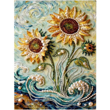 (sunflower, -) Kit de pintura de perlas, diseño de girasol 30x40cm