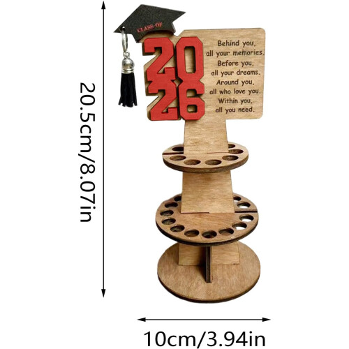(Red, -) Support argent diplôme 2026, bois, cadeau graduation 1