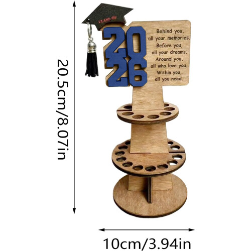 (Blue, -) Support argent diplôme 2026, bois, cadeau graduation 1