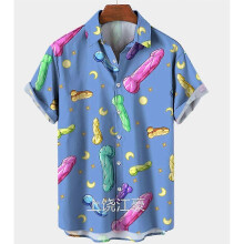 (4XL, 6) 2025-SS Men's Funny Printed Hawaiian Shirt Button Down Beach Top, Novelty Ugly Gag Gift