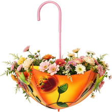 (Orange, -) Jardinière murale parapluie, métal, pour plantes