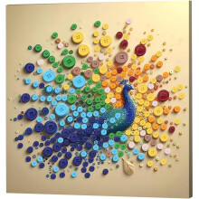 (Peacocks, -) Kit boutons art, animaux, cadre, décoration