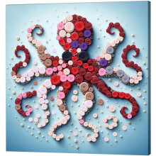 (Octopus, -) Kit boutons art, animaux, cadre, décoration