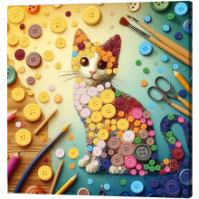 (Kitten, -) Kit boutons art, animaux, cadre, décoration
