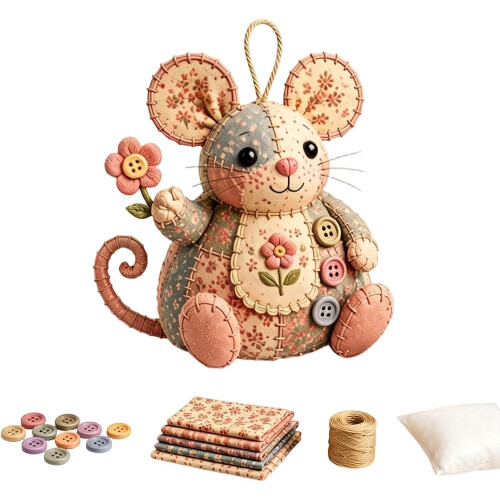 (A Style, -) Kit DIY souris, patchwork, boutons, art