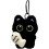 (A|a, -) Porte-clés chat peluche, noir, mignon 3