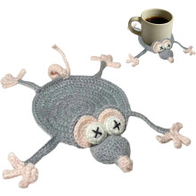 (Gray, -) Funny Crochet Lizard Coasters, Handmade Animal Drink Coasters Set