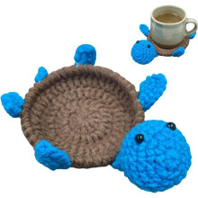 (Brown, -) Funny Crochet Lizard Coasters, Handmade Animal Drink Coasters Set